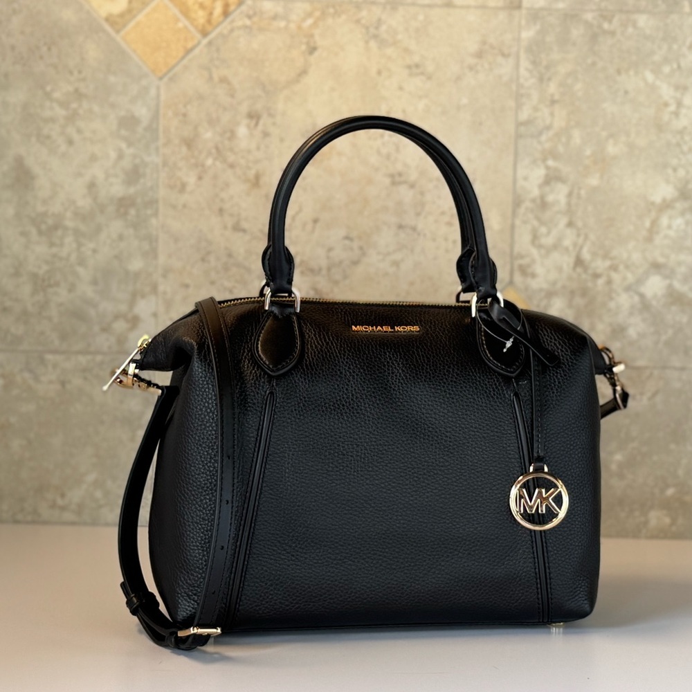 Michael Kors Lenox LG Satchel Shoulder Bag Black - Picture 3 of 14